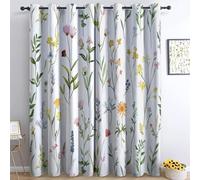 Rideau Occultant Plantes Fleurs Fleurs Sauvages Oeillets Isolation Thermique Rideau Couleur Rideaux Imprimé pour Salon Chambre Fenetre Moderne Décoration140L X 260H cm (2 Panneaux)
