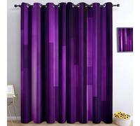 Rideau Occultant Rayures Verticales Violettes L150 x H280 cm Rideaux Opaque Lot de 2, Rideaux d'Isolation Thermique et Sonore, Rideau Fenetre Chambre Maison Salon Intérieurs