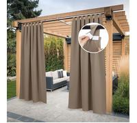 Rideau Occultant - Rideaux Extérieur Décoration Tonnelle Terrasse avec Pattes Taupe 132L X 213H cm (2 Panneaux)
