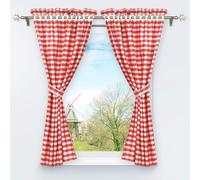 Rideau occultant rouge HongYa - Lot de 2 - Motif à carreaux - H/L 120x80cm