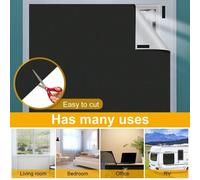 Rideau occultant sans perçage, rideau occultant portable temporaire et amovible à découper soi-même avec crochet et boucle, convient pour les fenêtres, les chambres, les pièces, les camping-cars et le