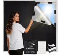 Rideau occultant - Store enrouleur pour fenêtre - Crée une pièce sombre - Fixation sans perçage - 300 x 145 cm - Noir
