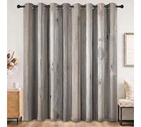 Rideau Occultant Style Ferme Naturel, Rideaux Motif Planches De Bois Veinage Du Bois, Rideau Thermique Isolant à Oeillets, Rideaux Imprimé pour Salon Chambre Décoration, Lot de 2, 110 X 215 cm (LxH)