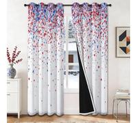 Rideau Occultant Style Festif Moderne, Lot de 2 Rideaux Occultant Thermique Isolant à Oeillets, Étoiles Rouges Et Bleues Confettis, Decoration Chambre Salon Fenetre, 117 X 230 cm (LxH)