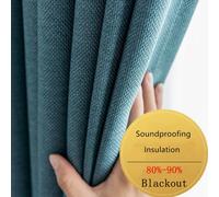 Rideau occultant sur mesure en faux lin épais de couleur unie, hauteur 350 cm, occultation 80%-90%, pour chambre et salon Beige