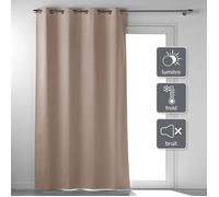 Rideau occultant thermique 135 x 260 cm à œillets - Noisette, 100% polyester (Occultissime)