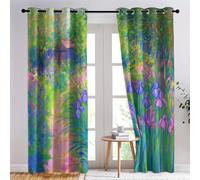 Rideau Occultant Thermique Isolant Anti Froid à Oeillets 75 x 166 cm Route De Campagne en Bois Anti Bruit Décoration de Rideau pour Chambre Salon, 2 Pièces, Couleur