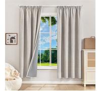 Rideau Occultant Thermique Isolant Lot de 2 - 140 x 175 cm - 5 Couches Anti-Bruit Anti-UV - Lin Opaque pour Chambre et Salon