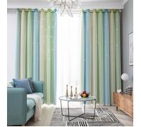 Rideau occultant thermique - Non spécifié - 100x130cm - Vert - Double couche - Voilage transparent