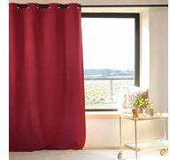 Rideau Occultant Thermique Phonique - 135x260 cm - Rideau Rouge - 8 Œillets Ronds avec Bande de Renfort - Prêt à Poser