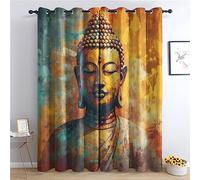 Rideau Occultant Thermiques Bouddha Zen - Lot de 2 Rideaux Imprimé pour Salon Chambre Fenetre Cuisine, Rideaux et Draperies Intérieurs à Oeillets, 75x166 cm (LxH)