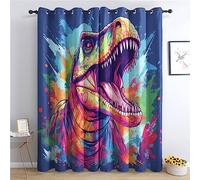 Rideau Occultant Thermiques Dinosaure T-Rex - Lot de 2 Rideaux Imprimé pour Salon Chambre Fenetre Cuisine, Rideaux et Draperies Intérieurs à Oeillets, 140x200 cm (LxH)
