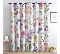 Rideau Occultant Thermiques Fleurs Botanique - Lot de 2 Rideaux Imprimé pour Salon Chambre Fenetre Cuisine, Rideaux et Draperies Intérieurs à Oeillets, 140x180 cm (LxH)