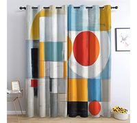 Rideau Occultant Thermiques Géométrique Coloré - Lot de 2 Rideaux Imprimé pour Salon Chambre Fenetre Cuisine, Rideaux et Draperies Intérieurs à Oeillets, 140x200 cm (LxH)