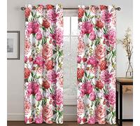 Rideau Occultant Thermiques Phonique Lot De 2 Rideaux Et Draperies Intérieurs 3D Impression Fleur Rose Colorée Rose Motif 140 X 160 Cm（L X H） Décoration De Fenêtre pour Chambre Salon Moderne