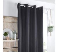 Rideau occultant uni Anthracite/Gris foncé, Effet toile de jute, 140x260cm, 100% Polyester, Prêt à poser Gris G