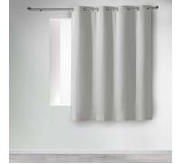 Rideau occultant - Uni - Gris - 140 x 180 cm - 100% polyester - Œillets argent
