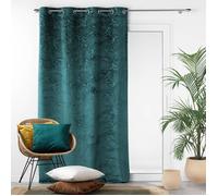 Rideau occultant velours relief Analia Pétrole 140 x 240 cm - Bleu pétrole | Douceur d'Intérieur