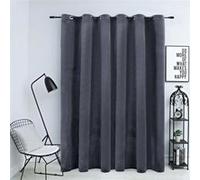 Rideau occultant - - Velours Anthracite - 290x245 cm - Oillets métalliques - Lavable