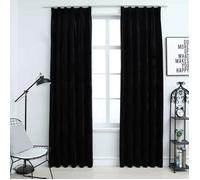 vidaXL Rideau occultant Velours Noir 140x225 cm 2 pièces avec crochets lavable en machine