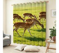 Rideau Occultants Thermiques 117 x 183 cm Cerf Sika Rideaux Isolant Anti Froid Tissu Épais Haut de Gamme Faune Sauvage Parfait pour Salon Chambre ou Bureau, 2 Pièces C.289