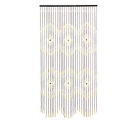 Rideau Perles Bois,Séparateur Pièce Bambou Naturel Fait Main,90x175cm,Décoration Porte Fenêtre Style Bohème Chic,Brise Vue Intérieur Léger pour Salon Chambre Couloir,Cloison Amovible Artisanale Beige
