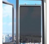 Rideau Petite Fenetre avec Transparent Ventouses Rideau Occultant sans Percage,PVC Store Enrouleur Noir,pour Fenêtres,Salon,Bureau,Salle de Bain,Jardin,Voiture (50×125cm)
