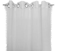 Rideau pour chambre d'enfant à pompoms gris - 140 x 240 cm