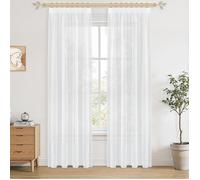 Rideau pour Rail Coulissant au Plafond Rideau Voilage Boheme pour Salon Moderne Léger et élégant Rideaux à ruflette Blanc B TRINGLE