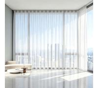 Rideau Semi 130 x 160 cm Disponibles en Plusieurs Tailles. Transparent Rideaux Intérieur L'Élégance Classique pour Fenêtre de Cuisine, Style Maison de Campagne, Moderne, Blanc