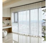 Rideau Semi 130 x 160 cm Transparent Filtrant La Lumière, Idéal Rideaux en Voile Intérieur L'Élégance Classique pour Fenêtre de Cuisine, Style Maison de Campagne, Moderne, Blanc