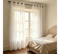 Rideau Semi-Transparent Vitrée Léger Romantique à Oeillet 135x250cm Blanc | Voile Sheer Waterproof Eyelet Décorations D'Intérieur De Fenêtre Décorations Pour Maison Salon Chambre