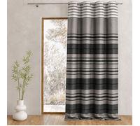 Home Maison - Rideau Shantung Rayure Chenille - Polyester - 8 Œillets Ronds Canon de Fusil - Prêt-à-Poser - Salon Chambre Cuisine - 140 x 260 cm - Taupe