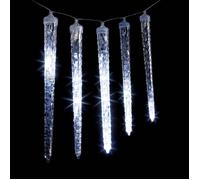 Rideau stalactique lumineux 81 LED 10 glaçons effet goutte 3,6m extérieur blanc froid