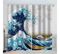 Rideau Style Japonais 3D Rideau Occultant Art Japonais Opaque Salon Rideaux Oeillets Polyester Décor Intérieur Rideau Thermique Isolant Anti Froid 234 x 183 cm LxH