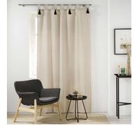 Rideau tamisant 140x240 cm polycoton «Cyrine» beige à pompons - passant