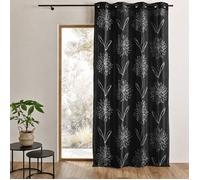 Rideau tamisant à motifs floraux métallisés Noir 140x260 cm