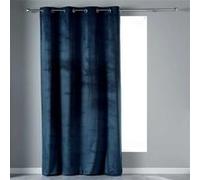 Douceur d'Intérieur Rideau à œillets Velvetine Velours uni tamisant 140 x 240 cm Bleu marine