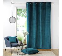 Rideau tamisant à oeillets 140 x 260 cm velours côtelé Casual Pétrole