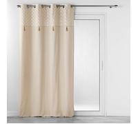 Rideau tamisant en coton 140 x 240 cm + pompons Rafina Or