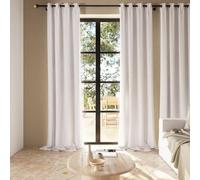 Rideau tamisant œillets effet gaze coton Jalna blanc 140 x 260 cm GoodHome | Rideau tamisant en 100% coton effet gaze, prêt à poser, hauteur ajustable avec kit d'ourlet inclus.