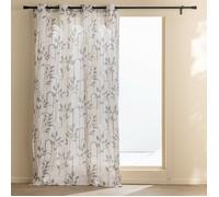 Rideau tamisant Roseris 140 x 240 cm - polycoton gris à œillets fils métallisés dorés
