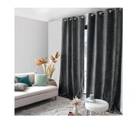 Rideau thermique en velours tramé ""Velvet"" - Taille: 140x260cm - Coloris: Gris anthracite