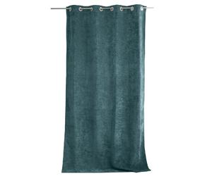 Rideau thermique et occultant en velours - 140 x 260 cm - Bleu canard