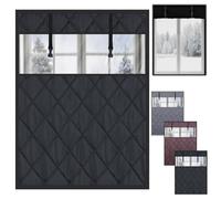 Rideau Thermique Isolant Anti Froid, Kit d’Isolation de Fenêtre Hiver | Tissu Oxford Et Coton Épais, Pose Sans Perçage Pour Chambre, Salon Et Camping-car(Black,43x87in/110x220cm)