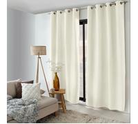 ED ENJOY HOME Rideau Thermique Occultant avec Œillets, Ecru, 135x240cm, 100% Polyester, Velours Tramé, Doublure Polaire, Collection Nordica