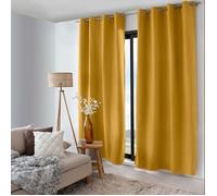 ED ENJOY HOME Rideau thermique Nordica occultant 135x240 cm jaune moutarde, velours, œillets