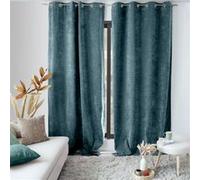 ED ENJOY HOME Rideau thermique occultant Velvet 140x260 cm velours doublé polaire bleu canard