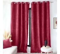 ED ENJOY HOME Rideau Thermique Occultant avec Œillets, Rouge Grenat, 140x260cm, 100% Polyester, Velours, Doublure Polaire, Collection Velvet