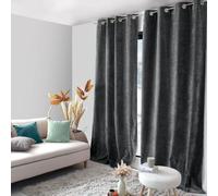 ED ENJOY HOME Rideau Thermique Occultant avec Œillets, Gris Foncé, 140x260cm, 100% Polyester, Velours, Doublure Polaire, Collection Velvet